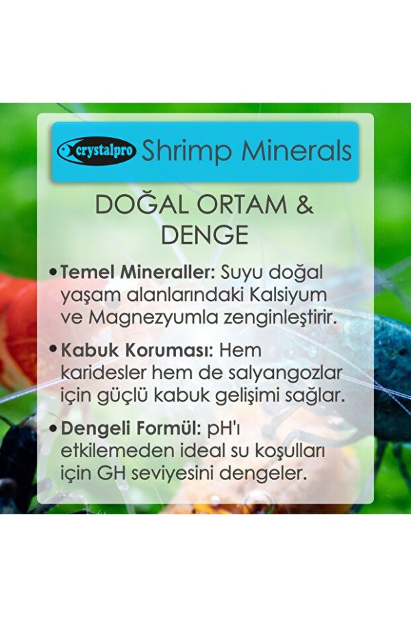 Crystalpro Shrimp Minerals Tatlı Su Karides Minerali Kabuk Gelişimi İçin Kalsiyum 125 ml