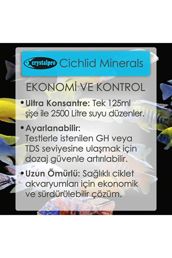 Crystalpro Cichlid Minerals  Ciklet Sağlığı İçin Mineral Katkısı 125 ml