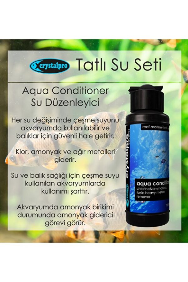 Crystalpro Tatlı Su Akvaryum Bakım Seti Su Ve Balık Sağlığı Destekleyici 4 Ürün Seti 4x125 ml