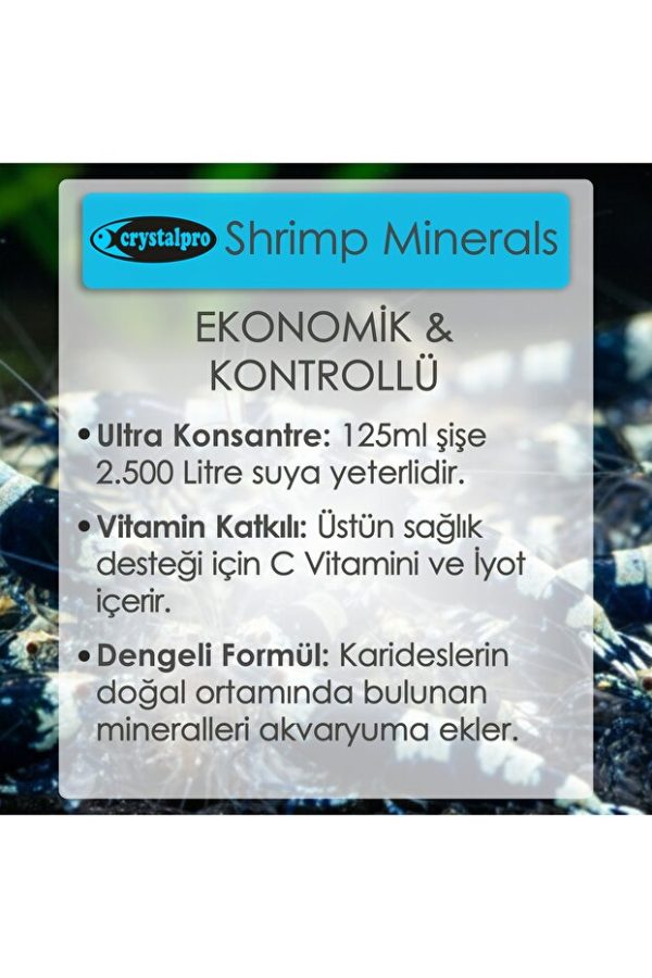 Crystalpro Shrimp Minerals Tatlı Su Karides Minerali Kabuk Gelişimi İçin Kalsiyum 125 ml