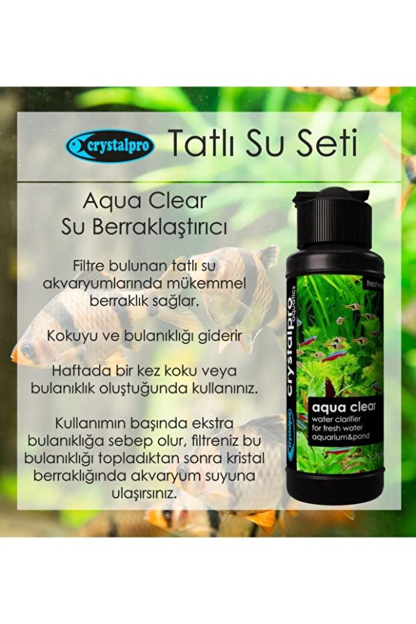 Crystalpro Tatlı Su Akvaryum Bakım Seti Su Ve Balık Sağlığı Destekleyici 4 Ürün Seti 4x125 ml