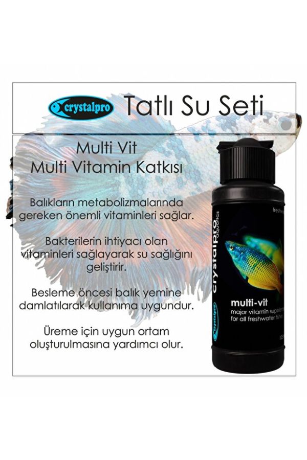 Crystalpro Tatlı Su Akvaryum Bakım Seti Su Ve Balık Sağlığı Destekleyici 4 Ürün Seti 4x125 ml