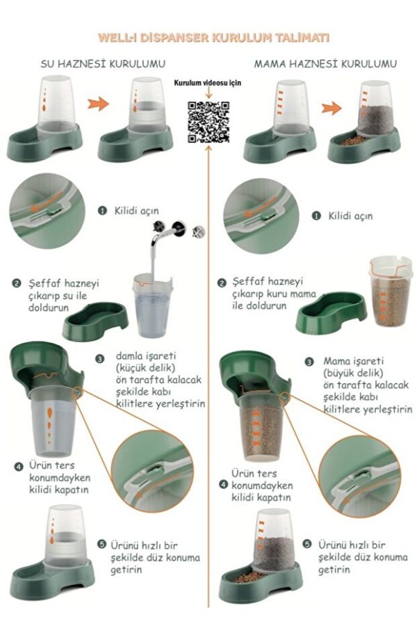 Ferplast Geniş Hazneli Otomatik Kedi  Köpek Su ve Mama Kabı