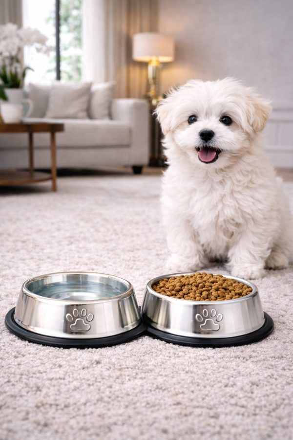 PawX Devrilmez Kaydırmaz Taban Paslanmaz Çelik Kedi Köpek Su ve Mama Kabı 18 cm