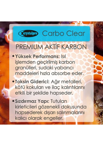 Crystalpro Carbo Clear  Akvaryumlar İçin Premium Kalite Aktif Karbon 500 ml